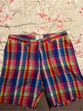 Vintage 1946 Multicolored Plaid Shorts - Size = Men 36